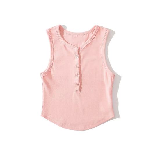 KP0197 Women's 2025 New Fashion O-neck Button Vest
