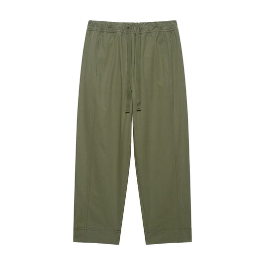 KP0139 Women 2025 New Fashion Elastic Waist Cotton Pants