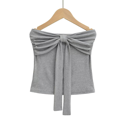 KP0143 Women's 2025 New Fashion Tube Top Bow Sleeveless Vest