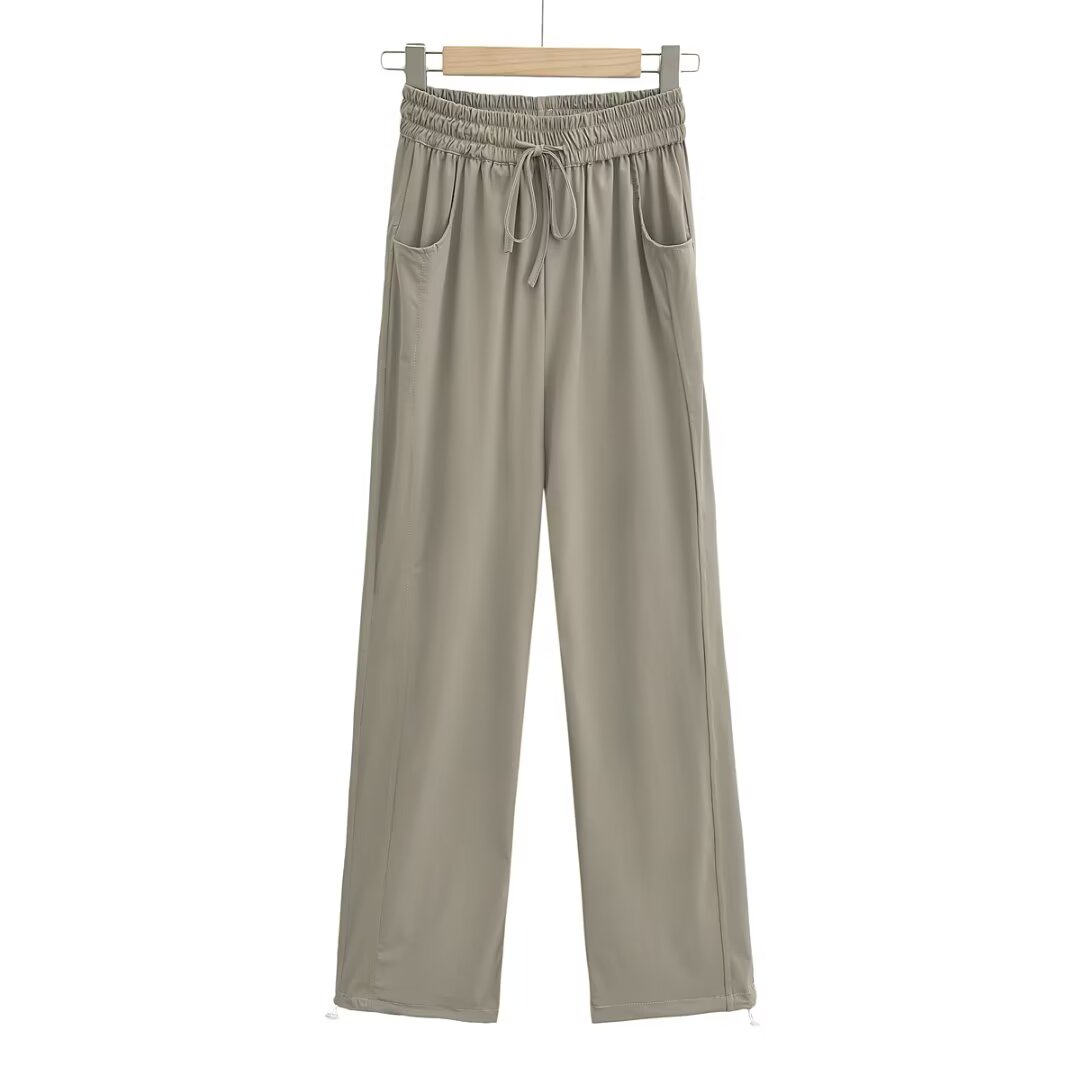 KP0147 Women's 2025 New Fashion Drawstring Wide-leg Casual Pants