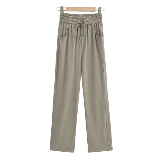 KP0147 Women's 2025 New Fashion Drawstring Wide-leg Casual Pants