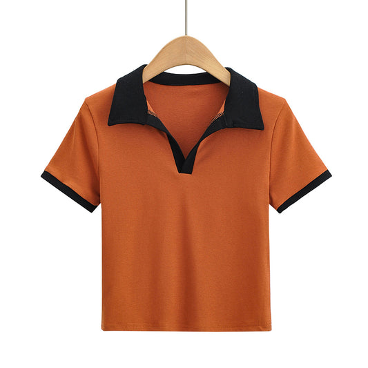 KP0217 Women's 2025 New Fashion POLO Neck T-shirt