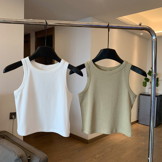 Women's New Fashion Casual Joker Combed Cotton Elastic Vest Super Genuine Slim Slim Short Vest.