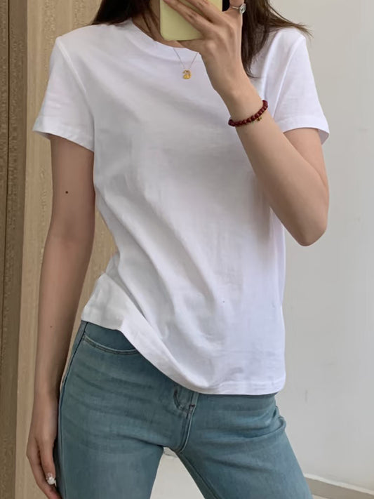 Men and women with the same new fashion and leisure Joker cotton O-neck short sleeve T-shirt