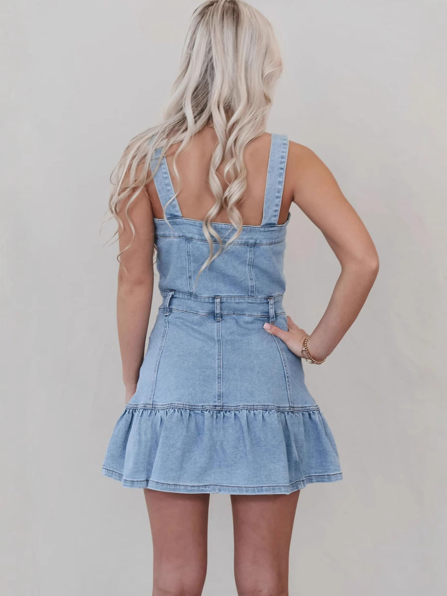 Women's New Fashion Temperament Commuter Fashion Suspender Denim Women's Dress
