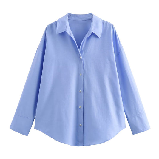 KP0006 Women's new chic Fashion Joker temperament Poplin blouses retro long sleeve button blouses Blusas chic tops.