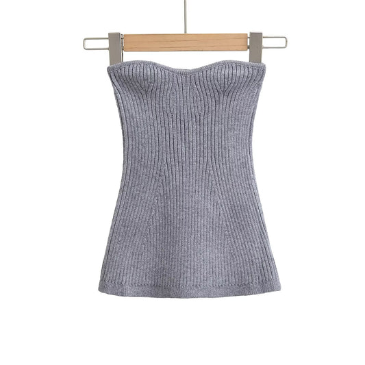 KP0161 Women's 2025 New Fashion Slim Version Tube Top Knit Vest