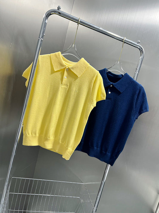 Women's New Fashion Casual Joker Comfortable Breathable Knitted Wool Commuter Short Sleeve Women's Short Sleeve T-shirt