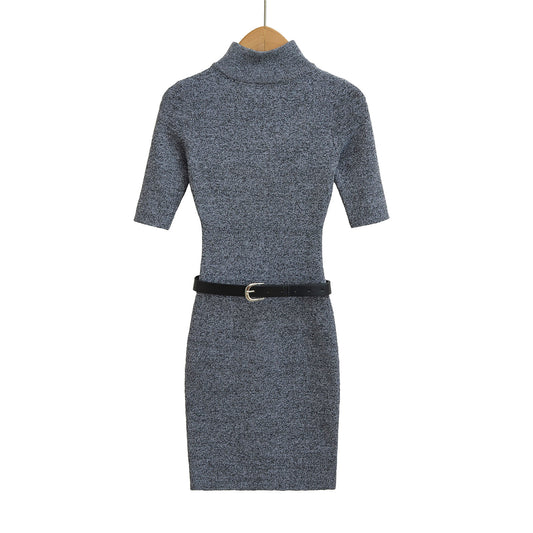 KP0194 Women's 2025 New Fashion Slim Semi-high Collar Dress