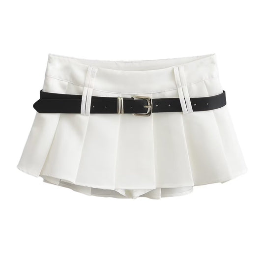 KP0150 Women's 2025 New Fashion Mini Pleated Skirt with Belt