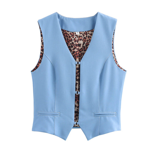 KP0134 Women 2025 New Fashion Stretch Denim Vest