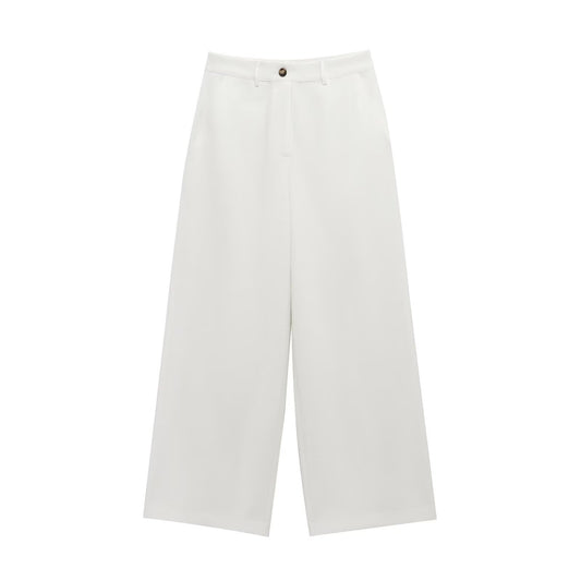 KP0084 Women 2025 New Fashion Fashion Casual Linen Blend Wide Leg Pants 